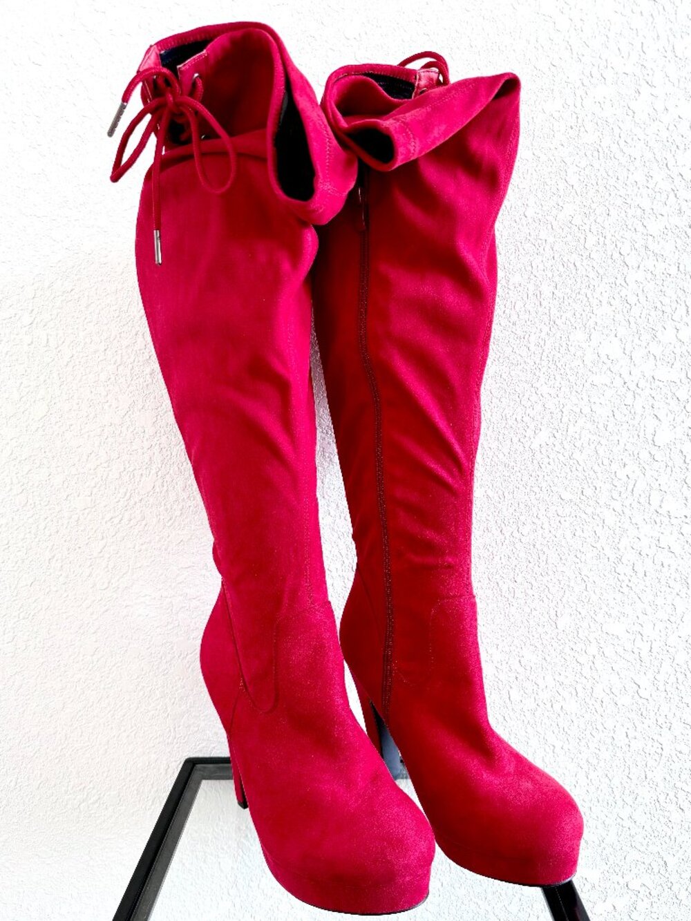 Torrid Bright Red Suede-Like Over the Knee Boots - Size 8